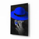 Blue Hat Glass Wall Art.