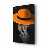 Orange Hat Glass Wall Art.