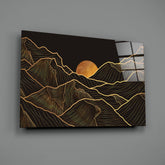 Moon and Mountains Glass Wall Art.