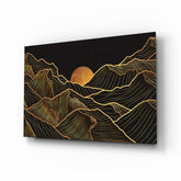 Moon and Mountains Glass Wall Art.