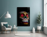 Sugar Skull Glass Wall Art.