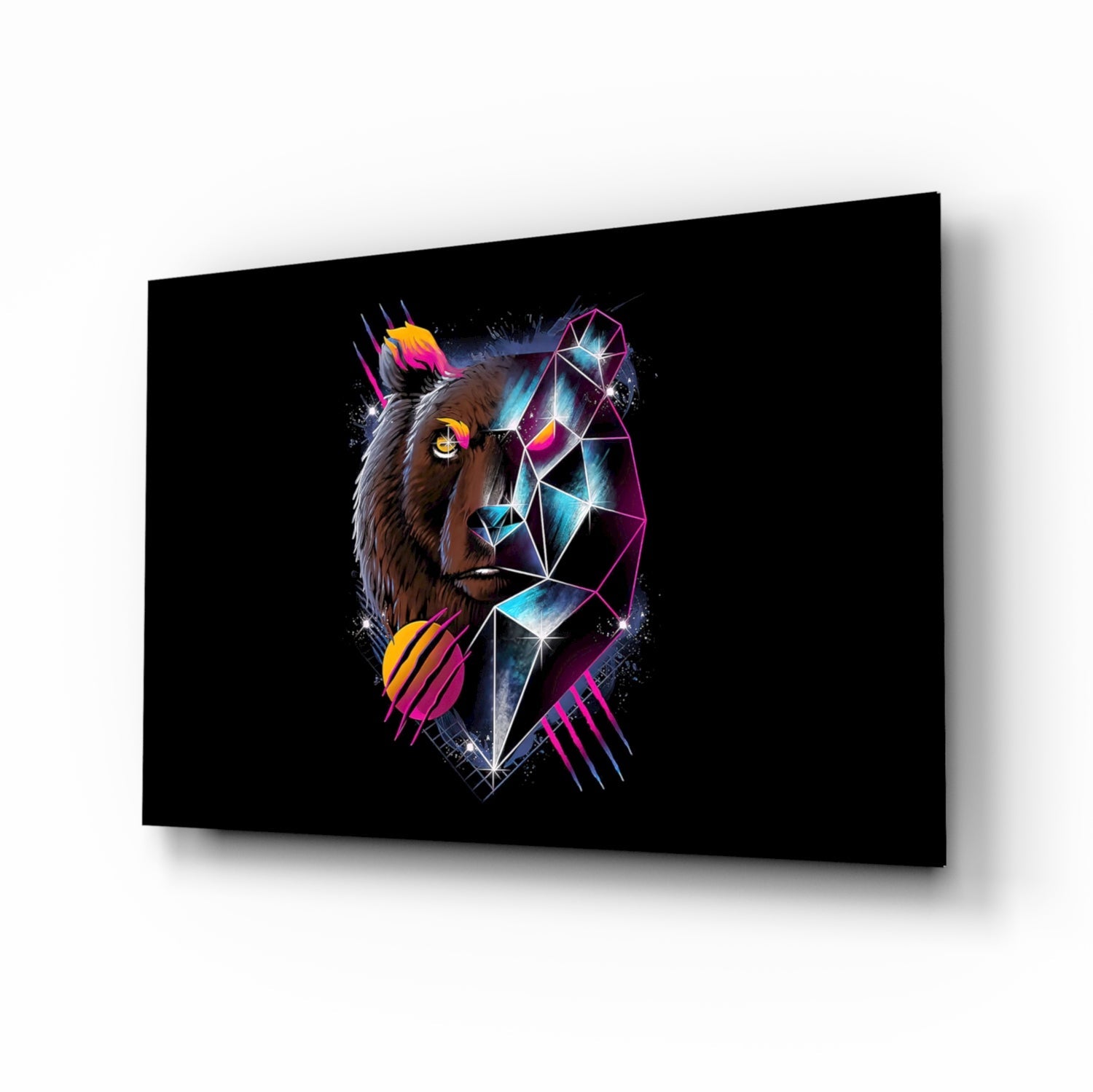 Diamond Bear Glass Wall Art.