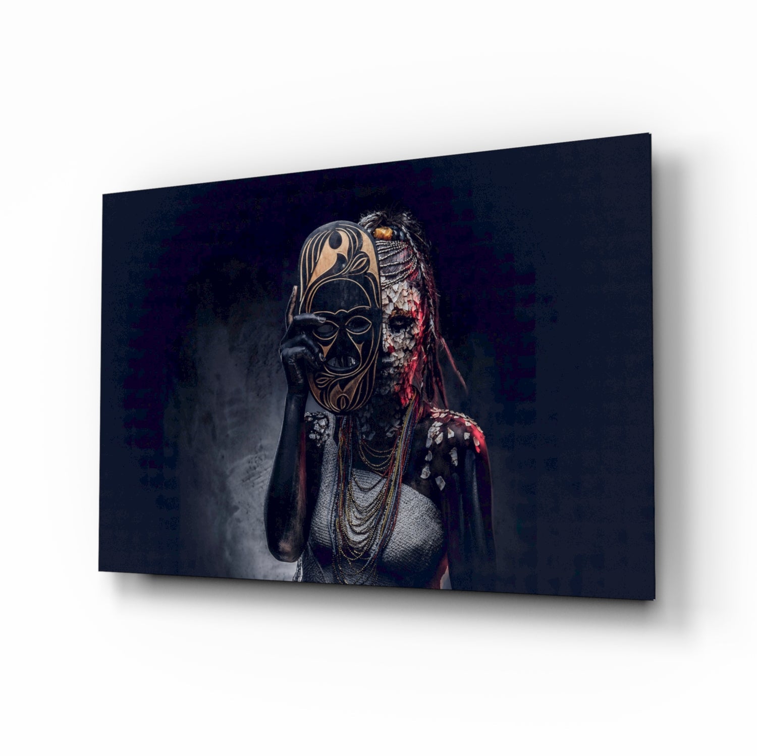 Behind the Mask Glass Wall Art.