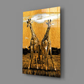 Giraffes Glass Wall Art.