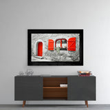 Red Entrance Glass Wall Art.
