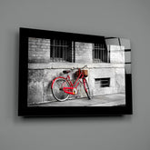 Red Bike Glass Wall Art.