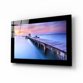Sunset at the Pier Glass Wall Art.