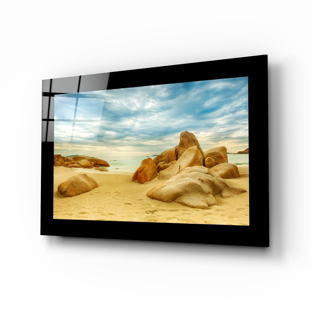 Sand and Rocks Glass Wall Art.