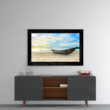 Boat on the Beach Glass Wall Art.