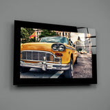 Classical Yellow Car Glass Wall Art.
