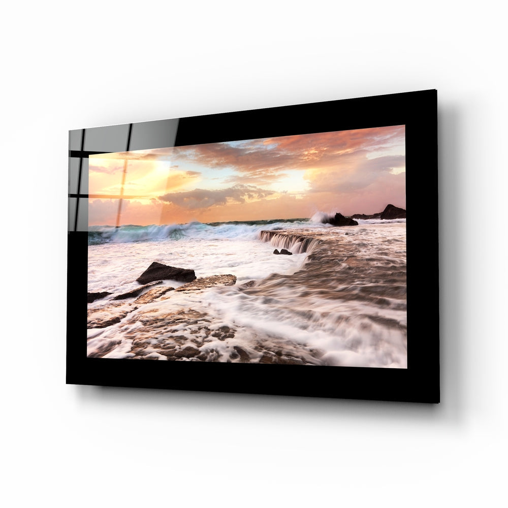 Cloudy Waves Glass Wall Art.