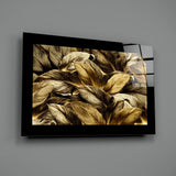 Golden Leaves Glass Wall Art.