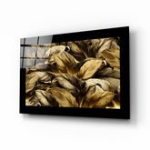 Golden Leaves Glass Wall Art.