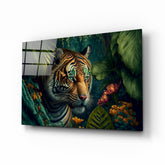 Trap Behind Flowers Glass Wall Art || Designer Collection.