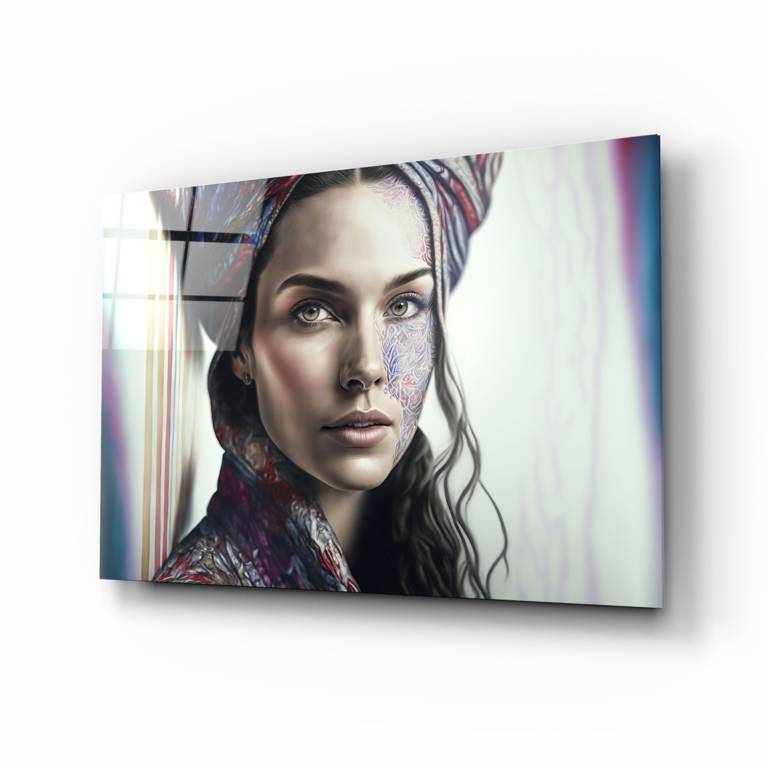 Girl with a Tattoo Glass Wall Art || Designer Collection.