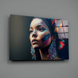 Girl with a Tattoo Glass Wall Art || Designer Collection.
