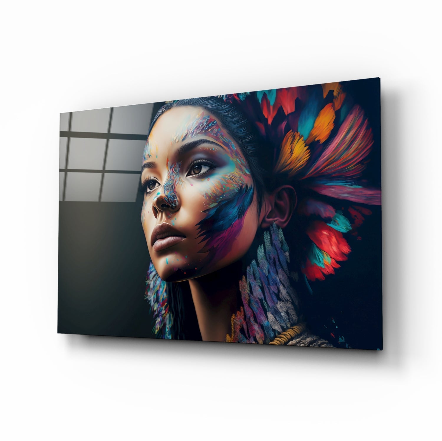 Girl with a Tattoo Glass Wall Art || Designer Collection.
