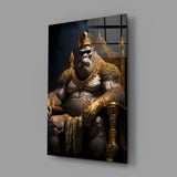 Ape King in Throne Glass Wall Art || Designer Collection.