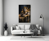 Ape King in Throne Glass Wall Art || Designer Collection.