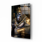 Ape King in Throne Glass Wall Art || Designer Collection.
