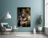 Ape King in Throne Glass Wall Art || Designer Collection.