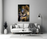 Ape King in Throne Glass Wall Art || Designer Collection.