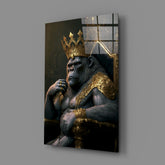 Ape King in Throne Glass Wall Art || Designer Collection | Insigne Art Design.