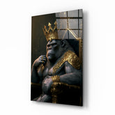 Ape King in Throne Glass Wall Art || Designer Collection | Insigne Art Design.
