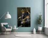 Ape King in Throne Glass Wall Art || Designer Collection | Insigne Art Design.
