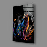 Moon Cat Glass Wall Art || Designer Collection | Insigne Art Design.