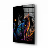 Moon Cat Glass Wall Art || Designer Collection | Insigne Art Design.