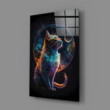 Moon Cat Glass Wall Art || Designer Collection | Insigne Art Design.