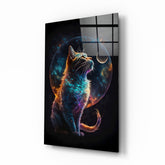 Moon Cat Glass Wall Art || Designer Collection | Insigne Art Design.