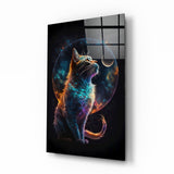 Moon Cat Glass Wall Art || Designer Collection | Insigne Art Design.