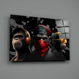 3 Wise Monkeys Glass Wall Art || Designer Collection | Insigne Art Design.