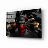 3 Wise Monkeys Glass Wall Art  || Designer Collection | Insigne Art Design.