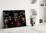 3 Wise Monkeys Glass Wall Art || Designer Collection | Insigne Art Design.