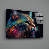Colorful Cat Glass Wall Art || Designers Collection | Insigne Art Design.