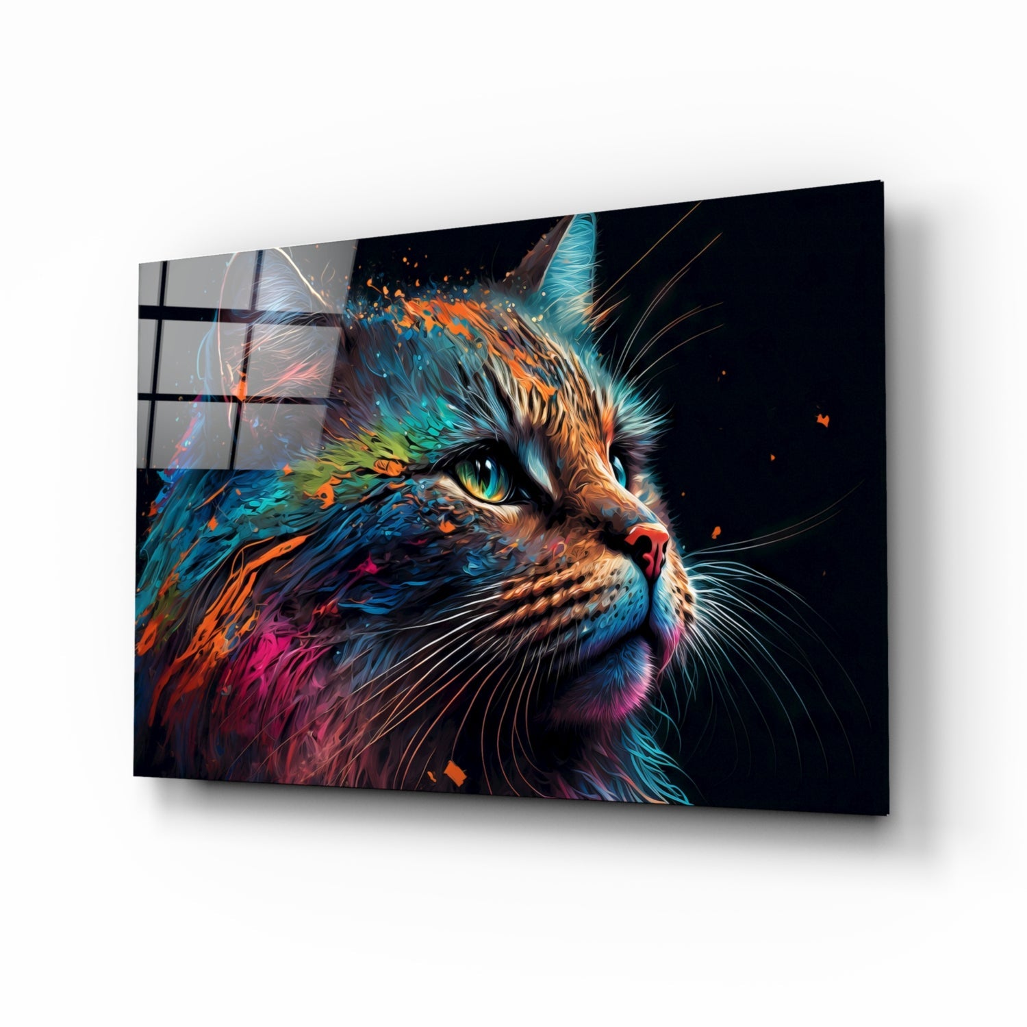 Colorful Cat Glass Wall Art  || Designers Collection | Insigne Art Design.