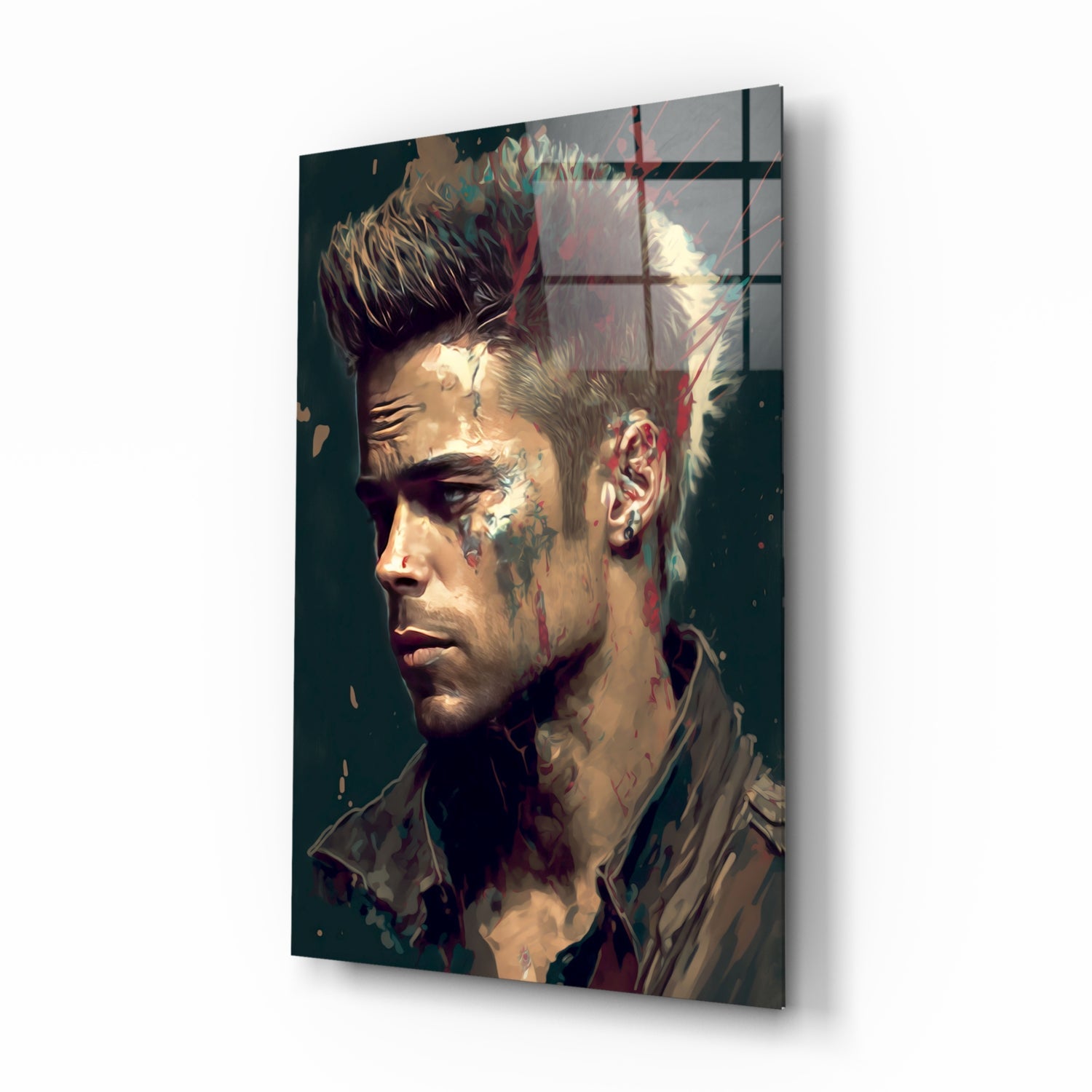 Fight Club - Tyler Durden Glass Wall Art  || Designer Collection.