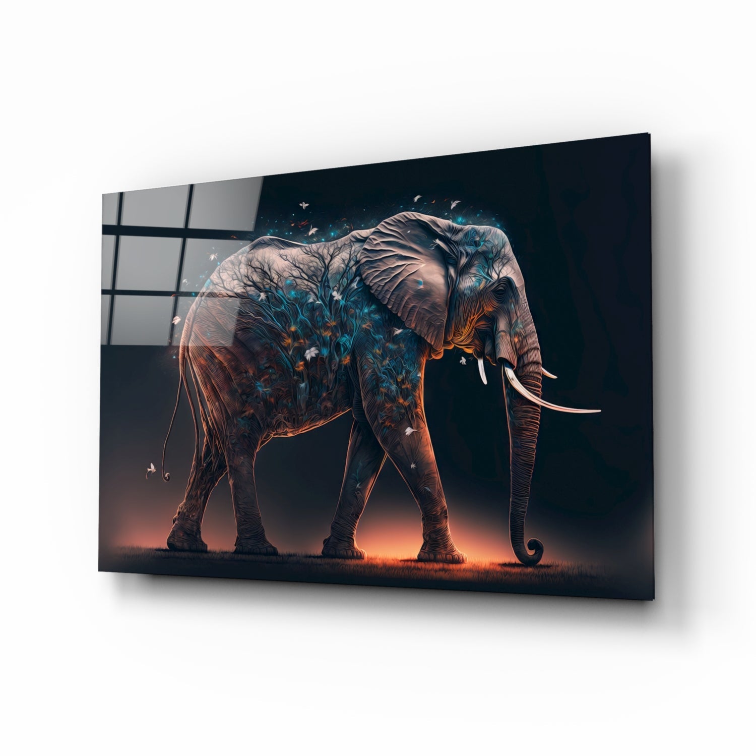 Glory of an Elephant Glass Wall Art || Designer Collection.