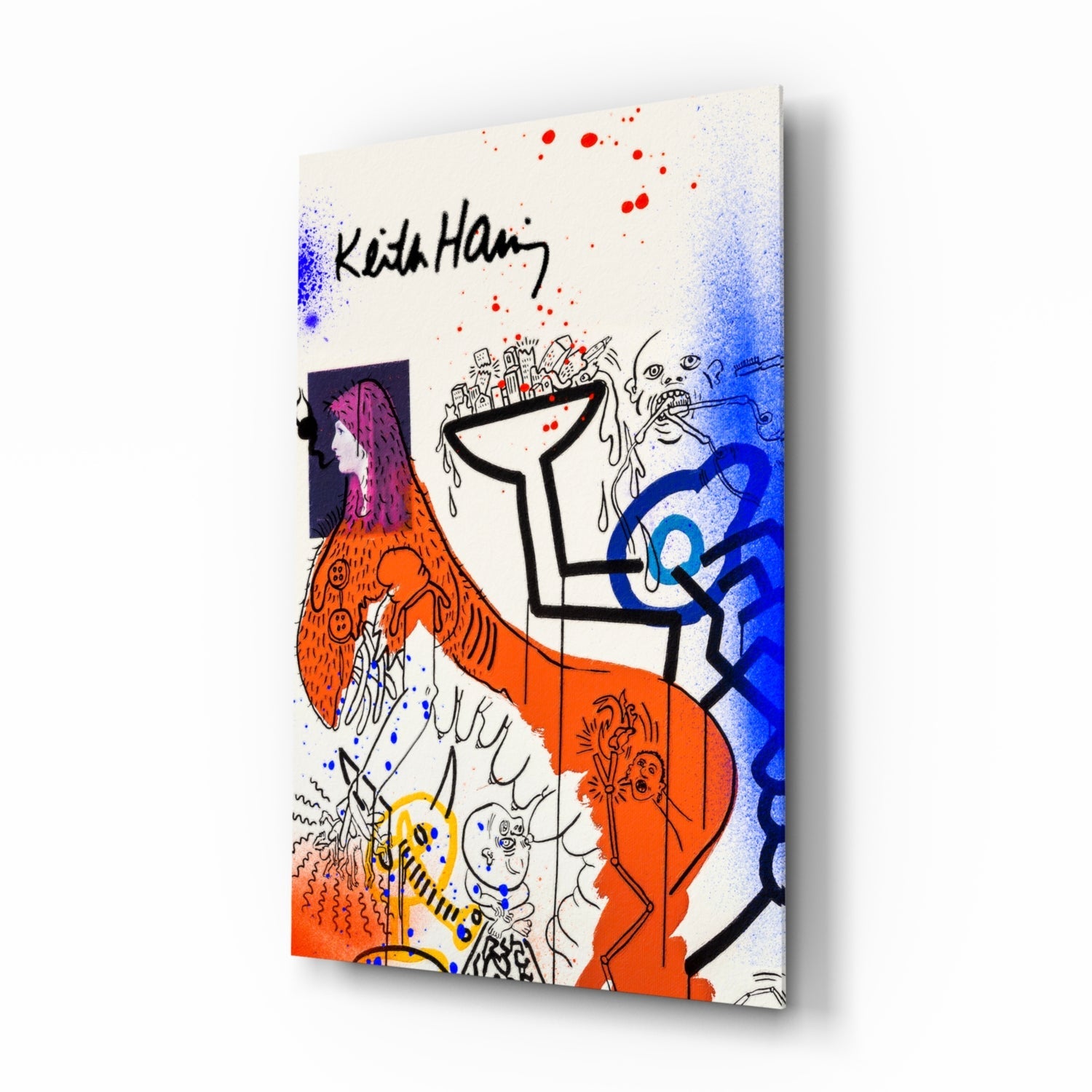 Style of Keith Haring Glass Wall Art || Designer Collection.