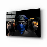 3 Wise Monkeys Glass Wall Art || Designer Collection.