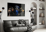 3 Wise Monkeys Glass Wall Art || Designer Collection.