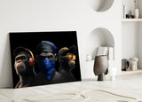 3 Wise Monkeys Glass Wall Art || Designer Collection.
