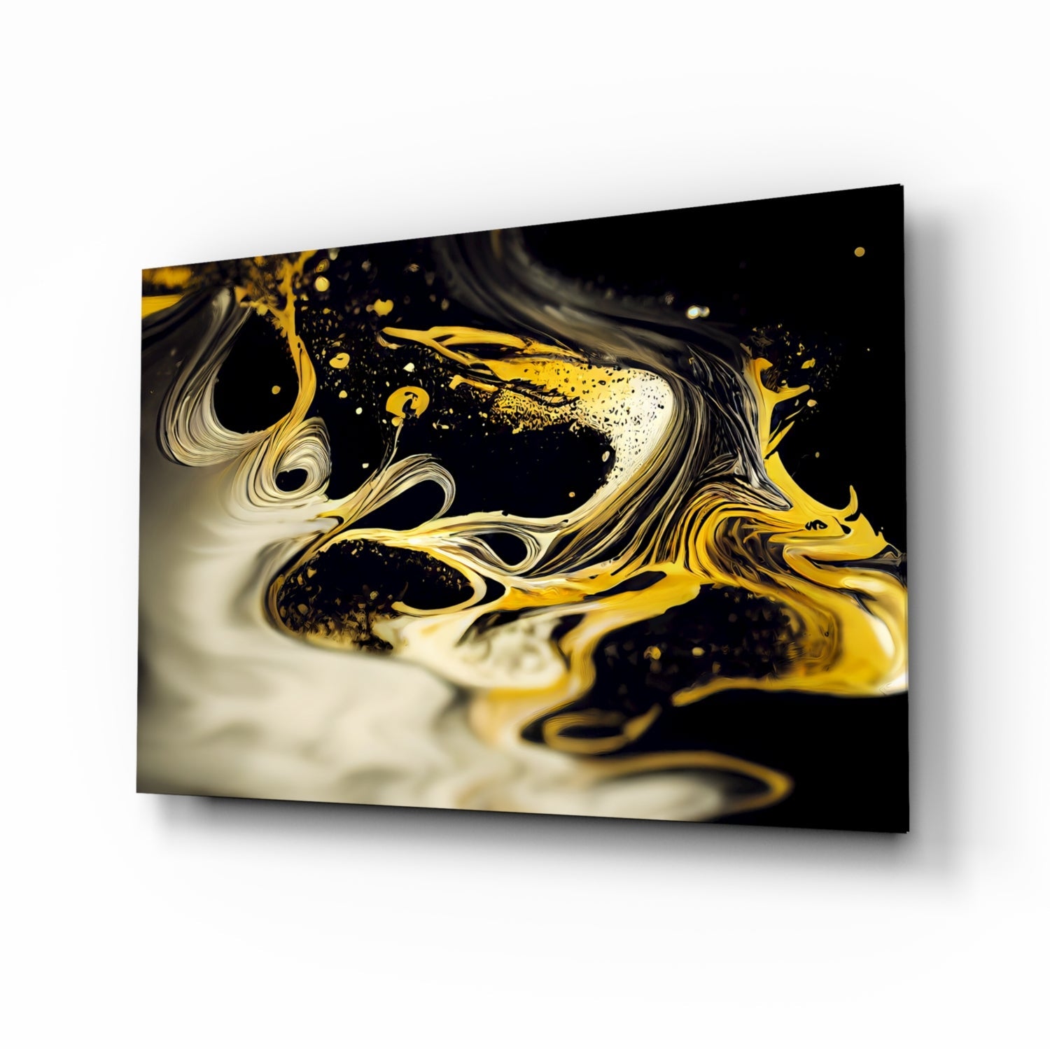 Golden Splash Glass Wall Art || Designer Collection.