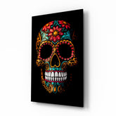 Flowery Skull Glass Wall Art || Designer Collection.