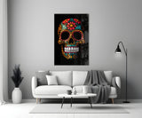 Flowery Skull Glass Wall Art || Designer Collection.