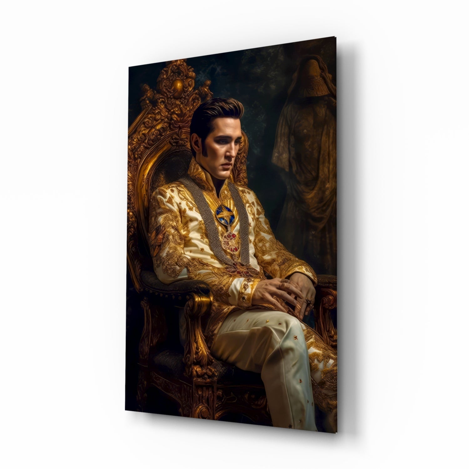 Elvis Presley in the Throne Glass Wall Art || Designer's Collection.