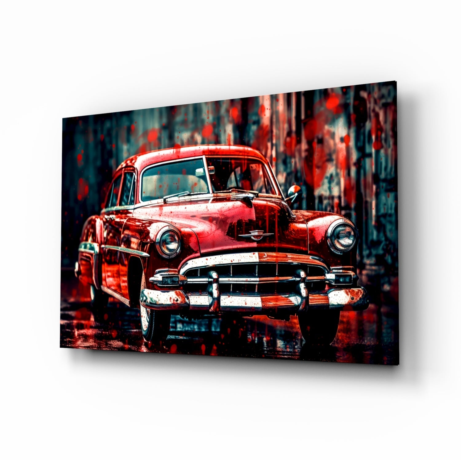 Vintage American Car Glass Wall Art || Designers Collection.